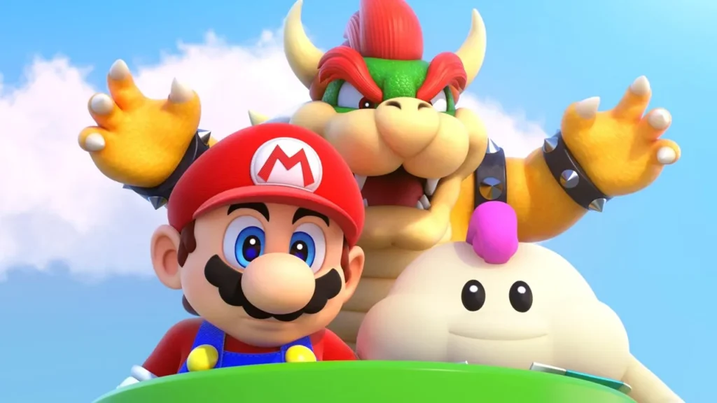 Copie fisiche di Fire Emblem, Metroid Prime 4 e Super Mario RPG accanto a una console Switch 2