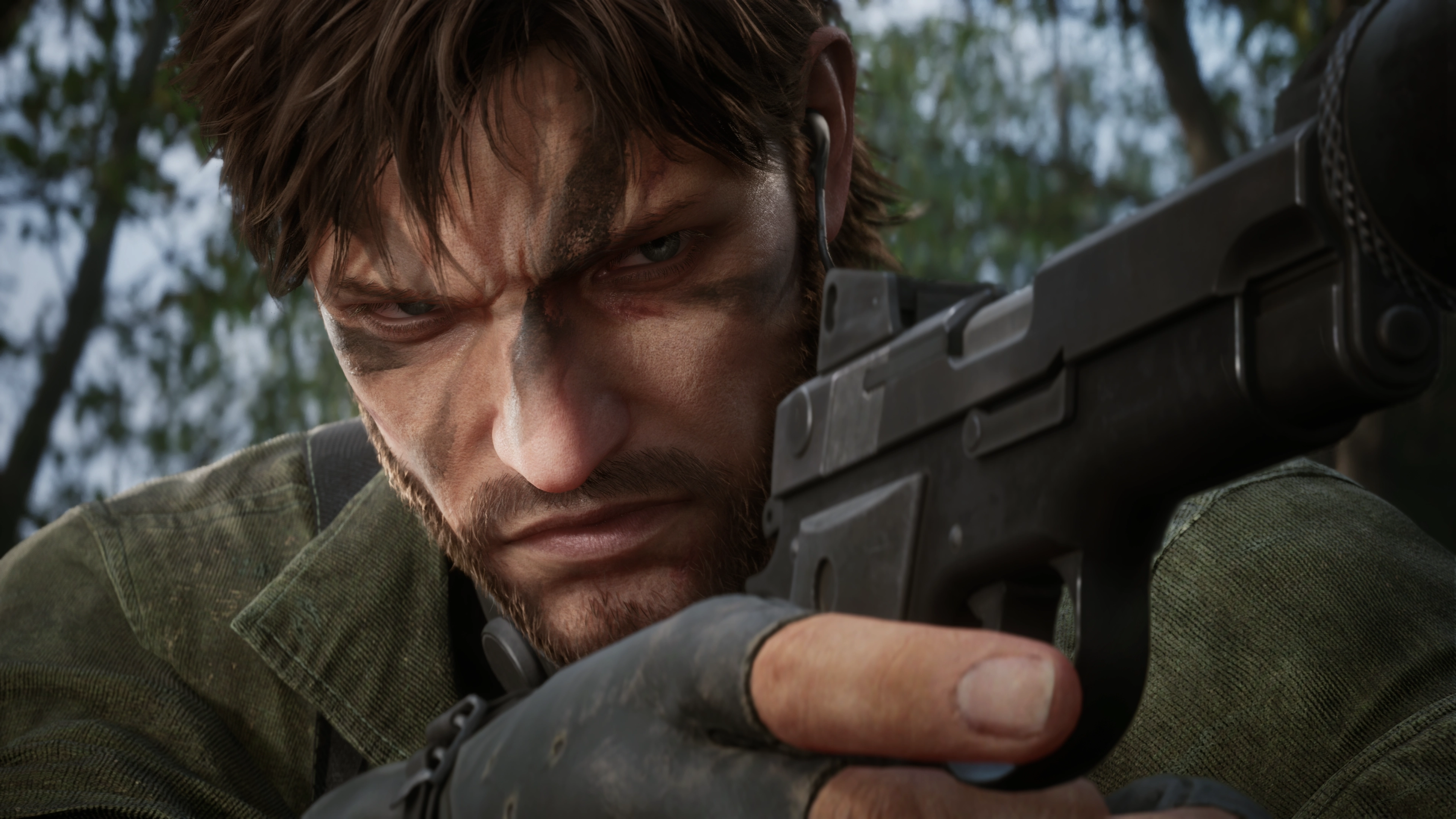 Primo piano di Naked Snake armato in Metal Gear Solid Delta Snake Eater Gamescafe Primo piano di Naked Snake armato in Metal Gear Solid Delta Snake Eater