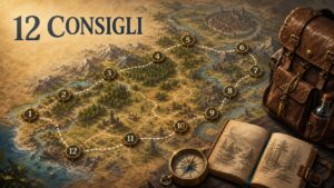 Oblivion Remastered 12 consigli Gamescafe Gamescafe Mappa fantasy con dodici tappe e strumenti da viaggio per iniziare Oblivion Remastered