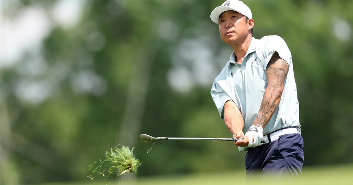 Anthony Kim in un contesto di golf con atmosfera da documentario sportivo Gamescafe Anthony Kim in un contesto di golf con atmosfera da documentario sportivo
