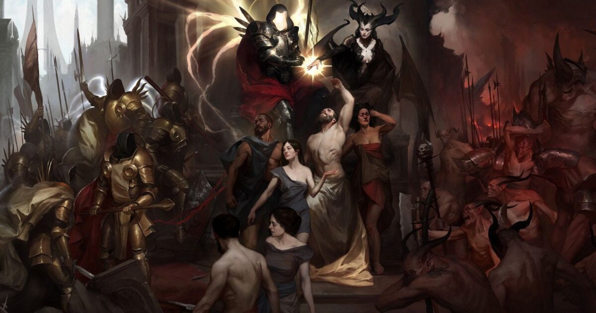 Diablo 4 su Nintendo Switch 2 con schermata di gioco portatile e logo della console
