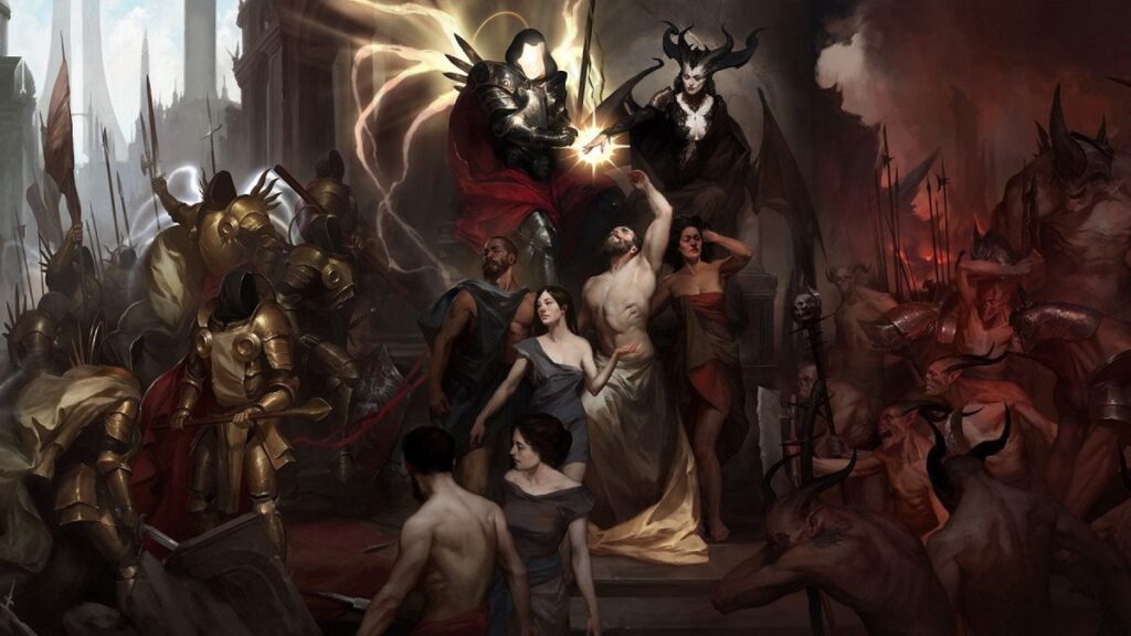 Brent Gibson in una presentazione pubblica mentre parla di Diablo 4 su Switch 2