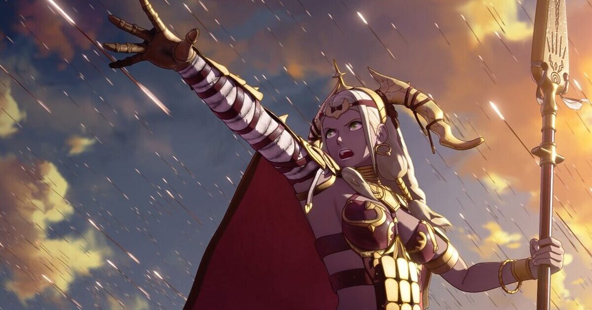 Gruppo di personaggi reclutabili davanti alla mappa di città con menu dei requisiti aperto Gamescafe Personaggio armato di Fire Emblem Fortunes Weave