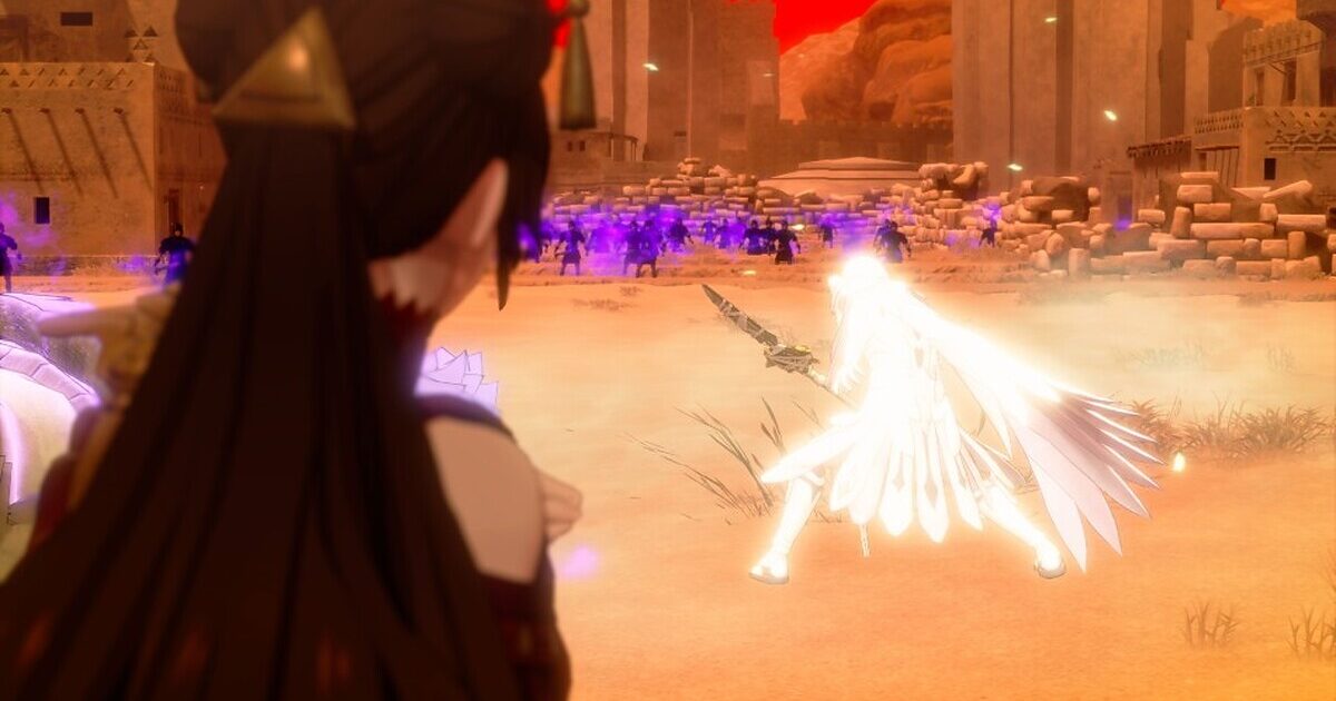 Personaggio alato in una scena di Fire Emblem Fortunes Weave