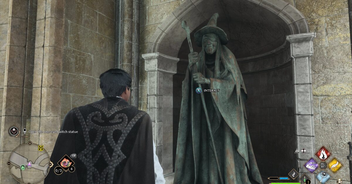 Garreth Weasley nella Great Hall mentre il giocatore si prepara ad avviare la missione