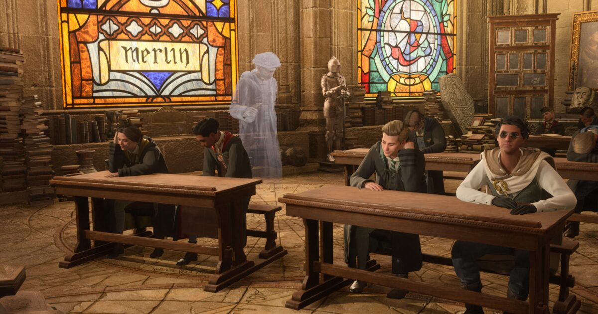 Personaggio davanti a Hogwarts Castle durante la side quest History Of Magic Class Gamescafe Personaggio davanti a Hogwarts Castle durante la side quest History Of Magic Class