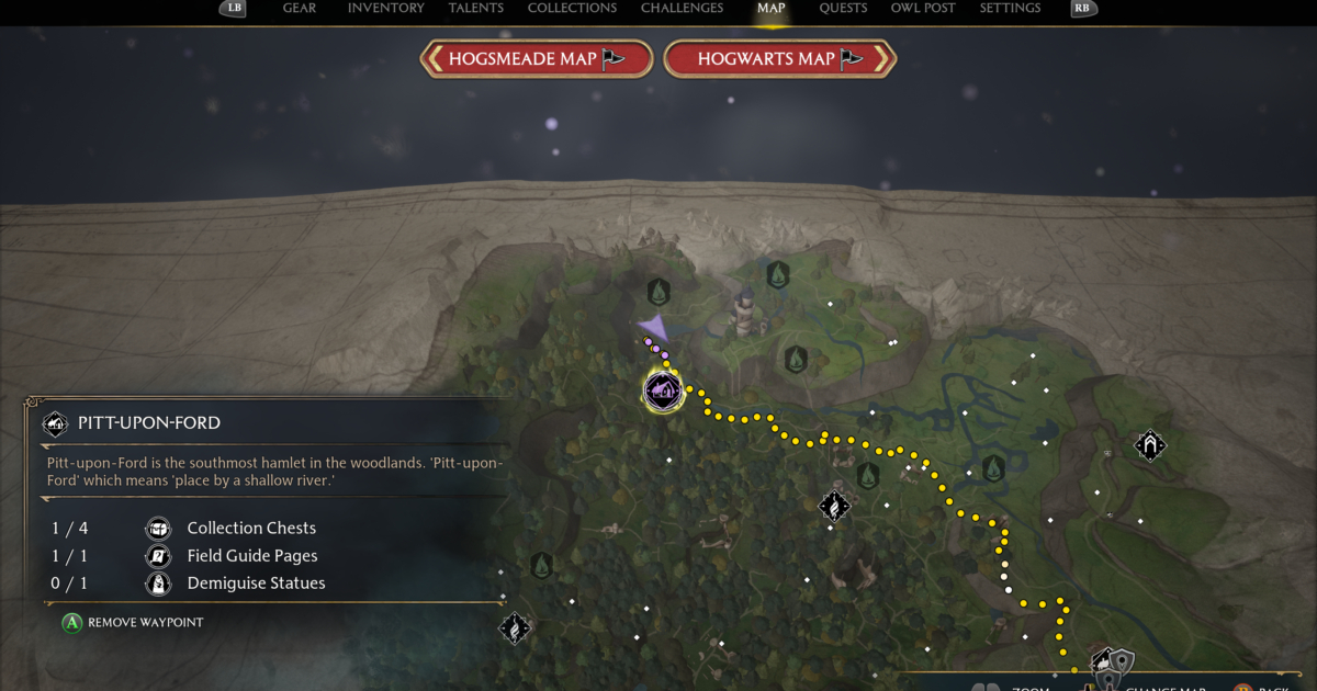 Mappa o panoramica di North Ford Bog con Pitt Upon Ford e punti dinteresse
