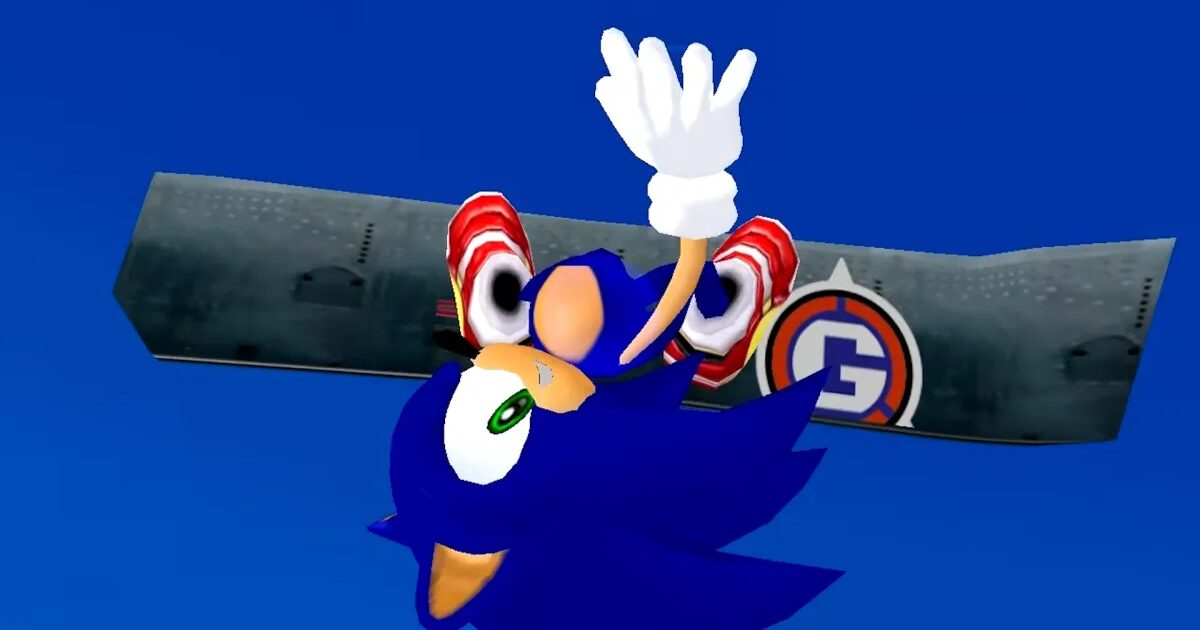 Sonic sulla tavola durante lavvio del livello City Escape in Sonic Adventure 2