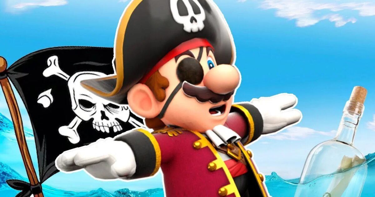 Console Nintendo Switch accanto a simboli di copyright e file digitali