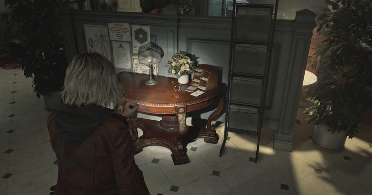 Grace esplora il Care Center di Resident Evil Requiem vicino al West Wing Parlor