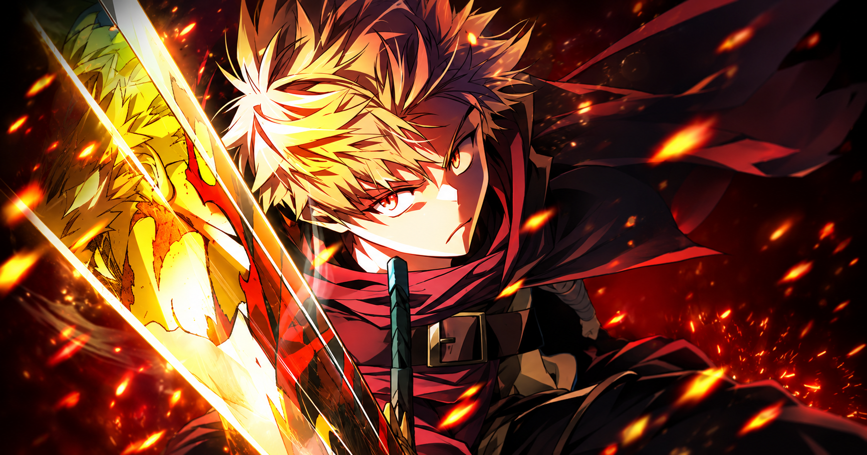 WEBTOON lancia il primo Global Drop con The Warriors Ballad Gamescafe Ricardt impugna la spada tra scintille rosse da The Warriors Ballad