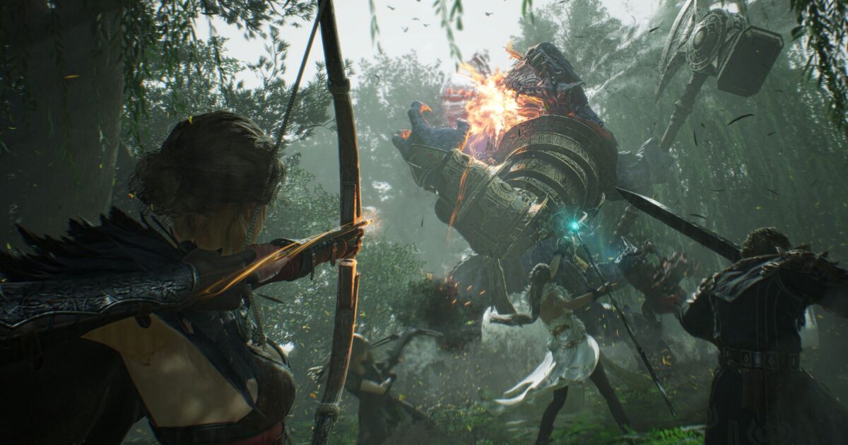 Personaggi fantasy in un paesaggio open world costiero con interfaccia da MMORPG Gamescafe Personaggi fantasy in un paesaggio open world costiero con interfaccia da MMORPG
