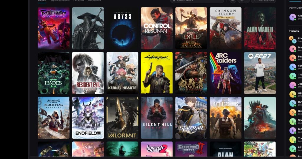 Launcher Epic Games aperto su desktop con grafica della nuova interfaccia