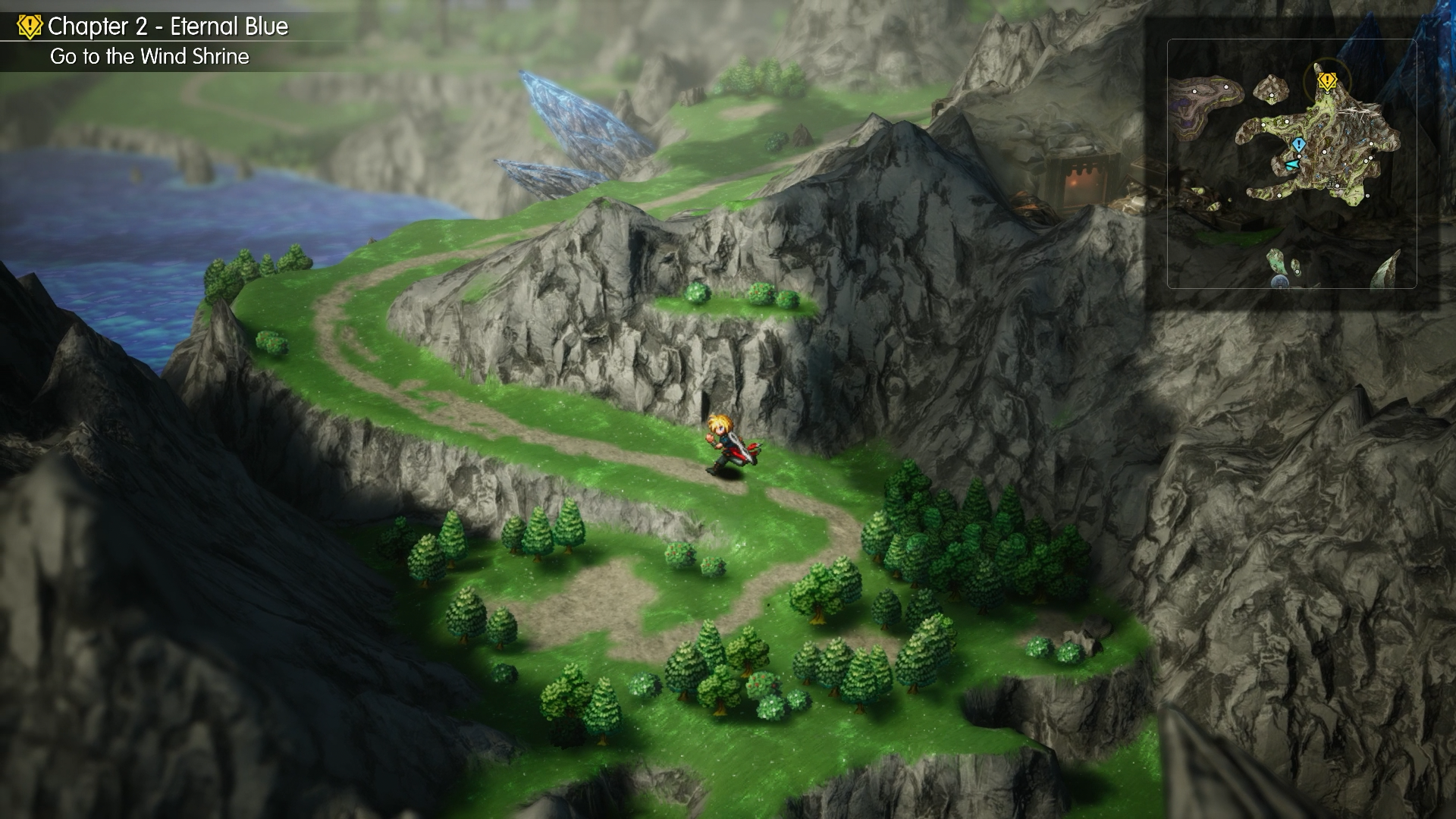 Final Fantasy Resonance schermata ufficiale del mondo di gioco Gamescafe Rain percorre un sentiero montano in Final Fantasy Resonance schermata ufficiale Square Enix