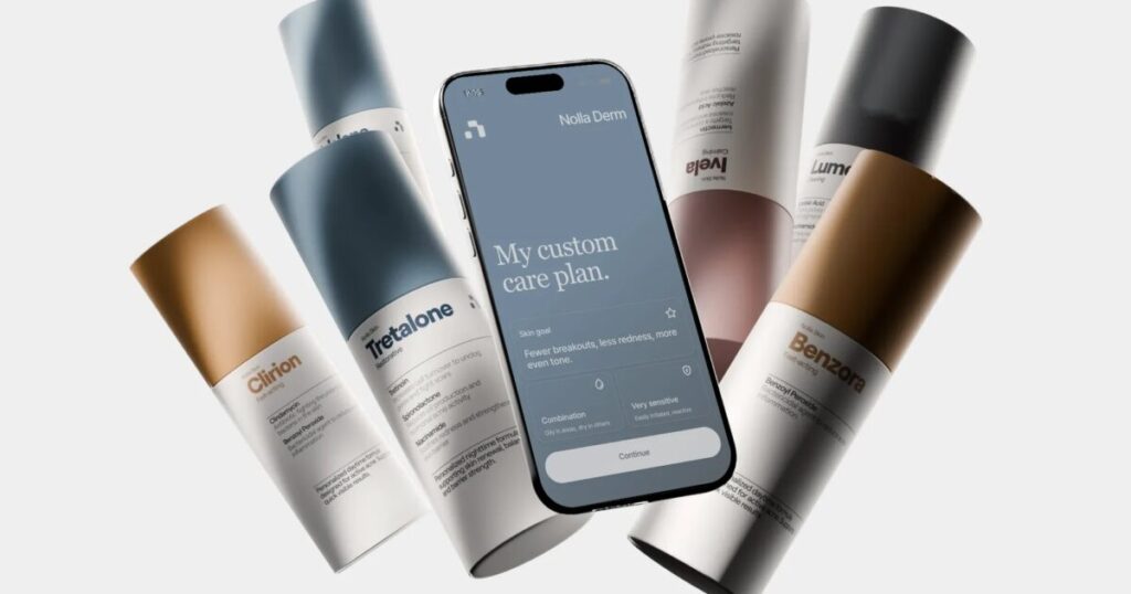 Persona che scansiona il volto con uno smartphone per valutare lacne