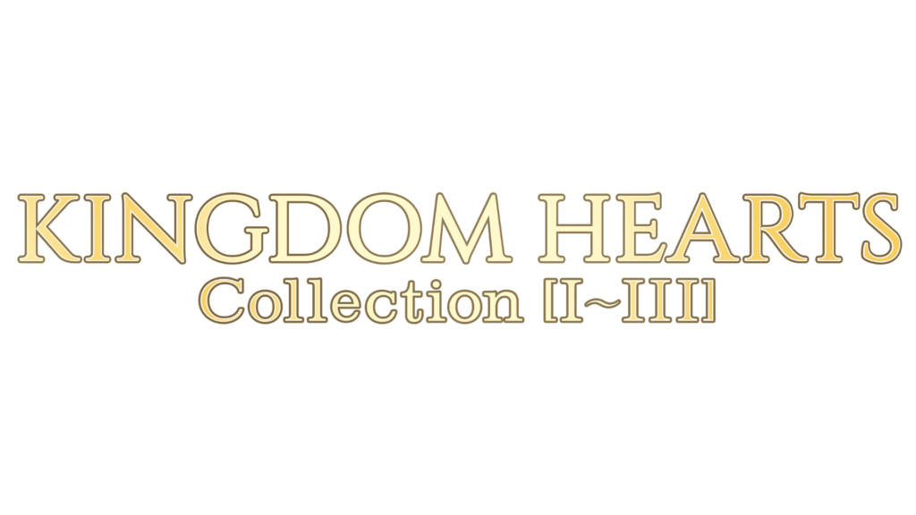 Logo dorato KINGDOM HEARTS Collection I~III su fondo bianco