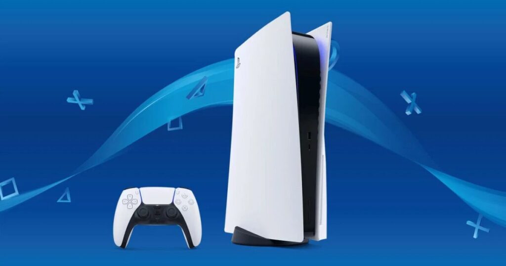 Console PS5 con simbolo di sicurezza digitale e richiamo alla vulnerabilità