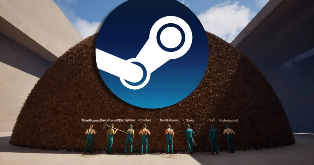 Logo Steam e schermata di un gioco indie clonabile su sfondo scuro