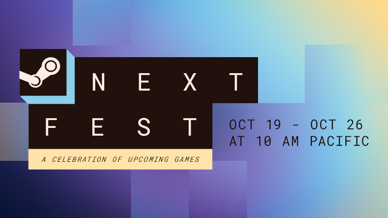 Grafica ufficiale Steam Next Fest 2026 con date dal 19 al 26 ottobre