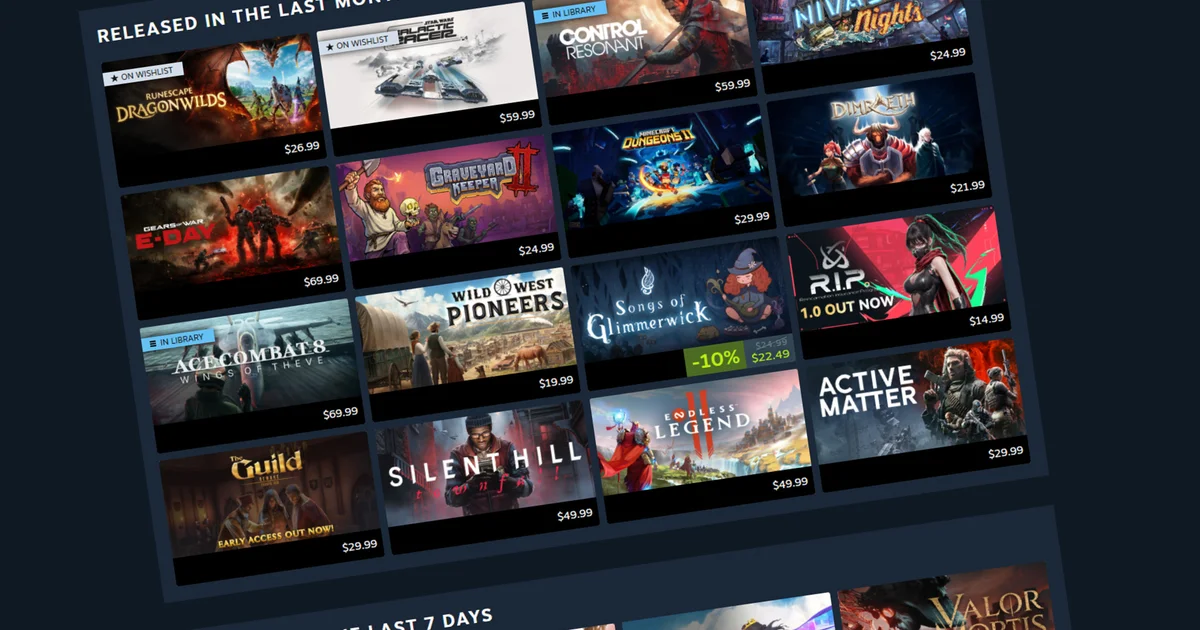 Schermata di Steam con il calendario personalizzato dei giochi consigliati Gamescafe Schermata di Steam con il calendario personalizzato dei giochi consigliati