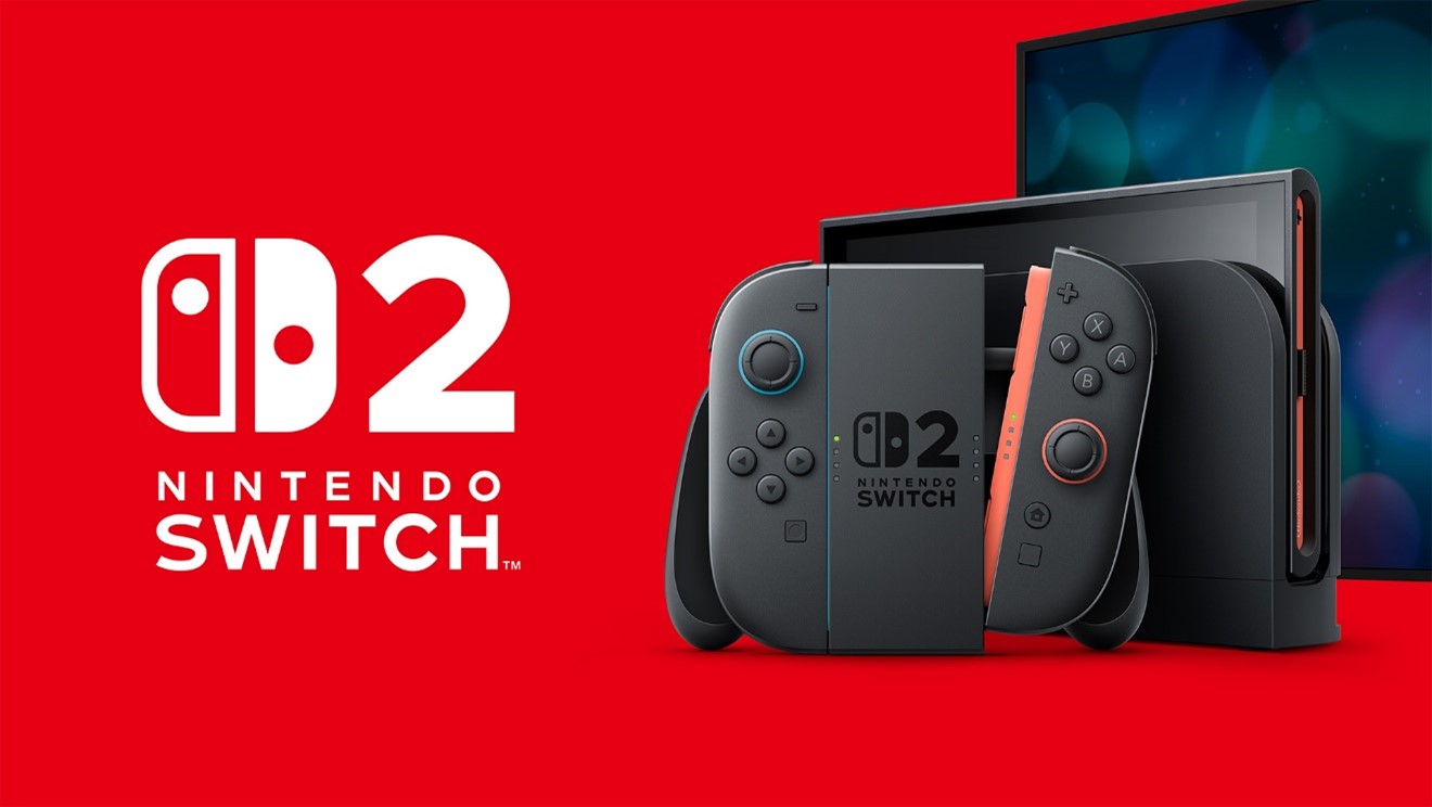 Switch 2 i giochi che tornano e il conto che resta ai giocatori Gamescafe Nintendo Switch 2 con dock Joy Con e logo bianco su sfondo rosso