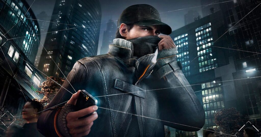 Un uomo con cappellino e soprabito usa uno smartphone nellimmagine di Watch Dogs