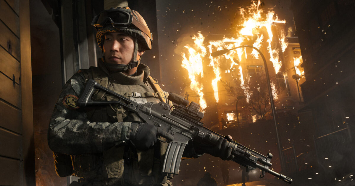 Xbox i giochi in arrivo dal 19 al 23 ottobre Gamescafe Soldato armato davanti a un edificio in fiamme immagine di Call of Duty Modern Warfare 4