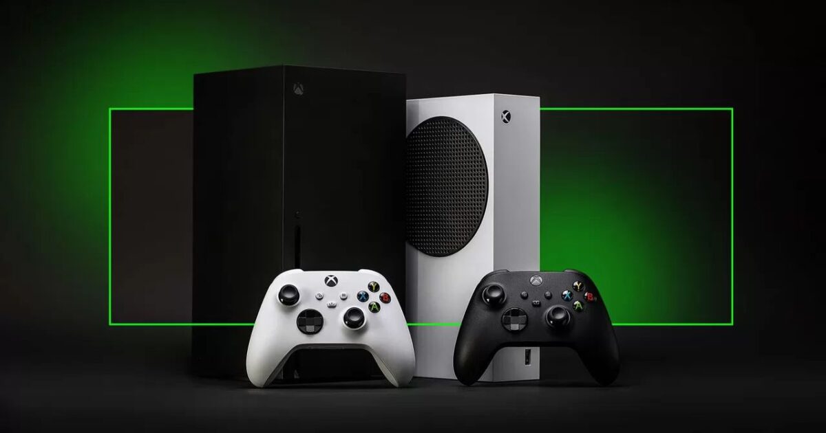 Console Xbox Series X accanto a un controller e a una grafica di transizione generazionale